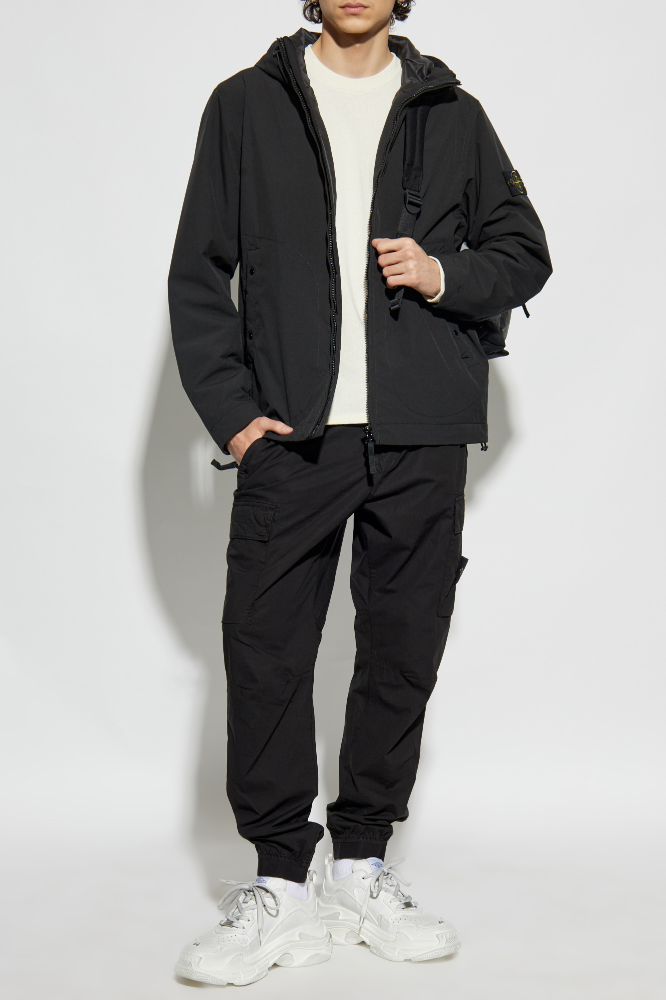 Czarny Ocieplana przeciwdeszczowa kurtka Stone Island - Vitkac Polska